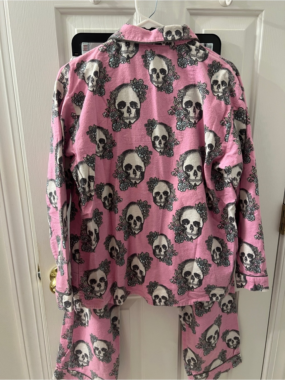 P.J. Salvage Women’s Pink Floral Skull Flannel Cotton Pajama Set Small - Picture 5 of 8